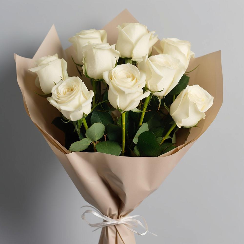 Букет 9 Белых роз Эдлесс Лав в Сигаево