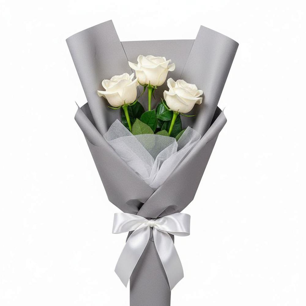 Букет 3 белые розы в Сигаево