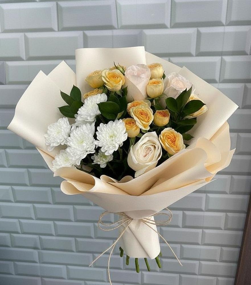 Букет цветов из: Розы и Хризантемы в Сигаево