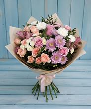 Букет цветов из:  Хризантемы, Розы и Альстромерии #REPLACE_PRED# Сигаево