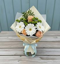 Букет цветов из:  Герберы, Розы и Хризантемы в Сигаево