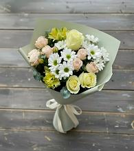 Букет цветов из:  Альстромерии, Розы и Хризантемы в Сигаево